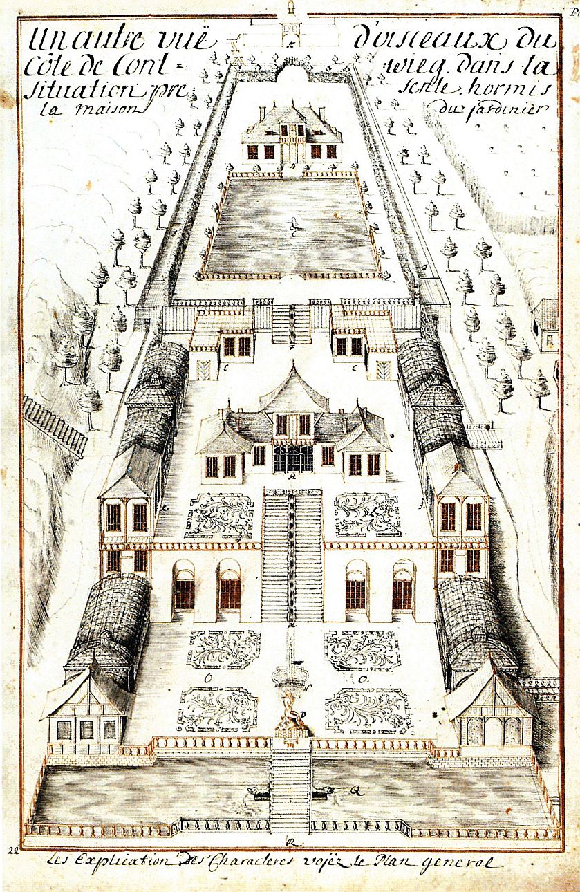 Park Sziflik, rysunek projektu z około 1730 roku, Bibliothèque Municipale, Nancy.